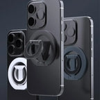 Magnetischer Handy-Ringhalter mit doppelseitiger Standhalterung, schwarz