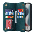 MagSafe wallet with card slots, teal foldover case for phone and kickstand