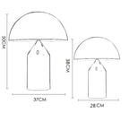 Mushroom table lamp size diagram: dome shade and bottle-shaped body dimensions