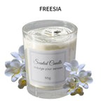Freesia scented candle in clear glass jar, cream wax, 55g