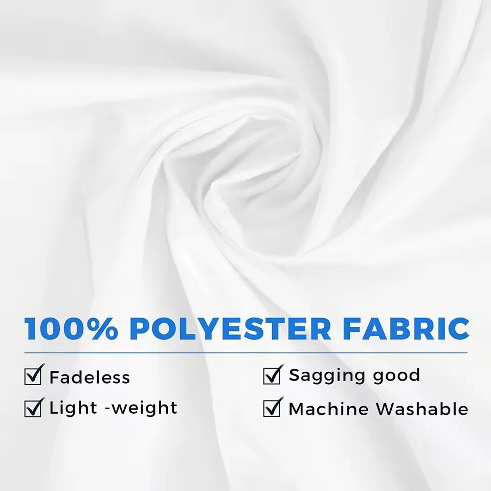 White prayer mat with stitched geometric border and folded fabric surface