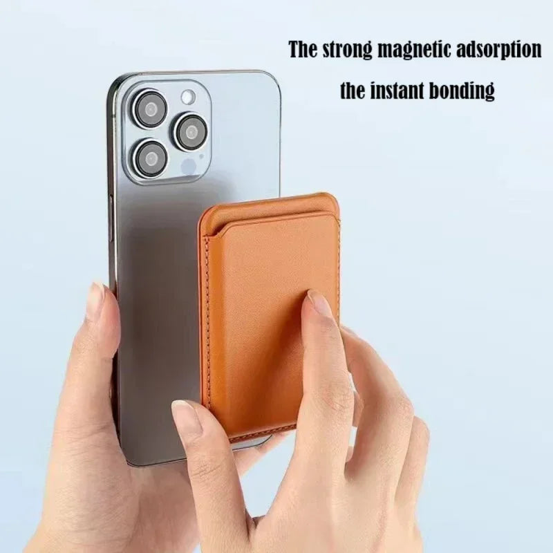 Magnetic stand wallet, orange front cover with magnetic attachment