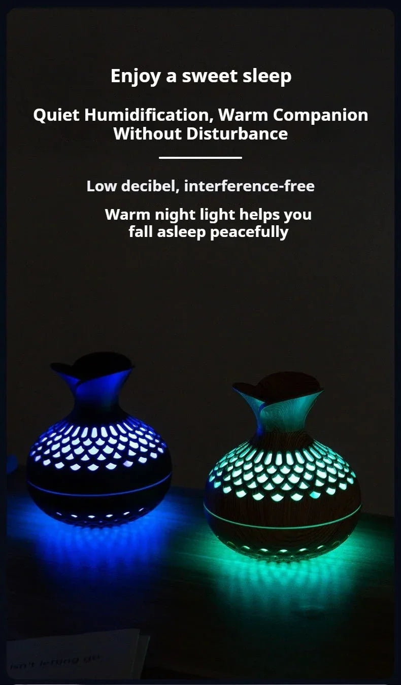 Two mini vase humidifiers with blue and green LED light