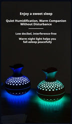 Two mini vase humidifiers with blue and green LED light