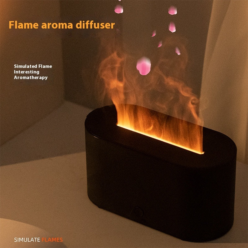 Aurora Flame Humidifier with simulated flame, dark black body