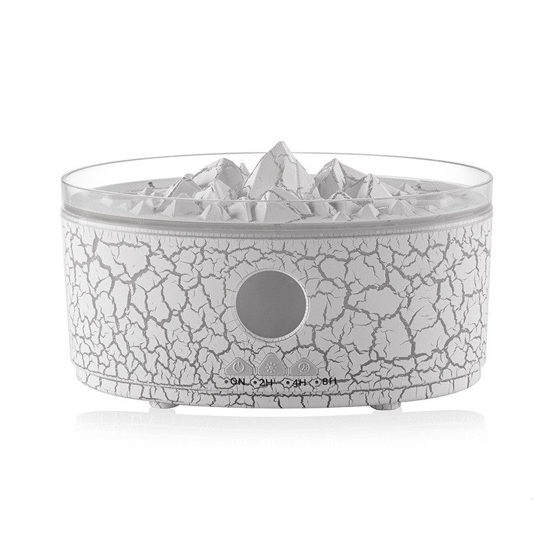 White crackle volcano aroma diffuser with rock insert and round control window
