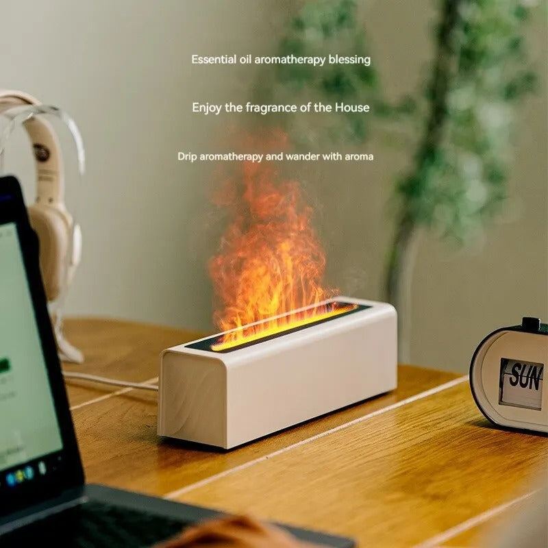 Prism USB Flame Diffuser, white housing with simulated flame detail