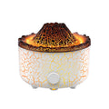 Lava volcano mist diffuser in crackle ceramic style, glowing orange from the top