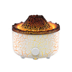 Lava volcano mist diffuser in crackle ceramic style, glowing orange from the top
