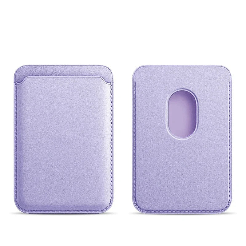 Dusty Violet PU MagSafe wallet: front pocket and oval magnet slot